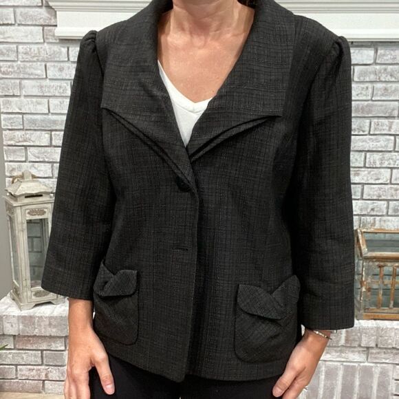 Classiques Entier Button-down Jacket size XL 3/4 sleeve body fit charcoal gray - Picture 1 of 7